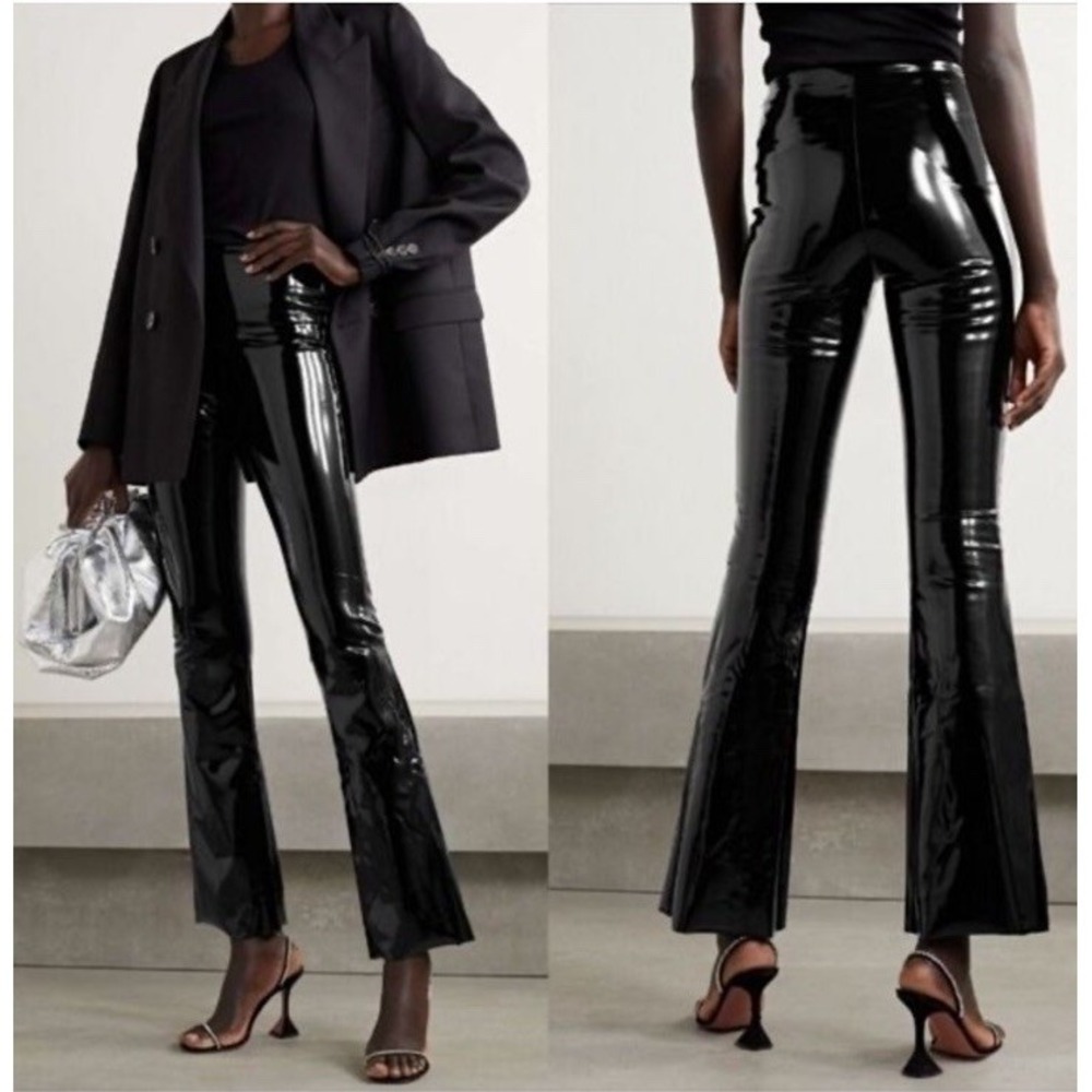 Commando Faux Patent Leather Flare Legging Black Shiny High Rise Smoothing Sz XS